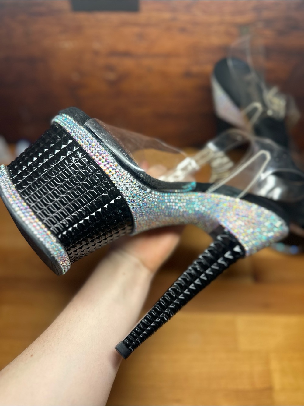 Black and Bedazzled exotic dance heels 7inch - Women, Size 7